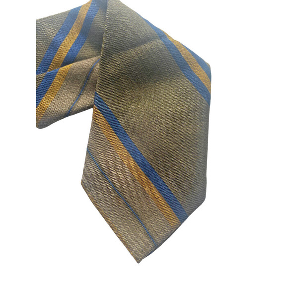 Vintage 1950s Tie Royalist Necktie Super Skinny 2.5" Olive Green Stripe Mod MCM - Picture 1 of 6